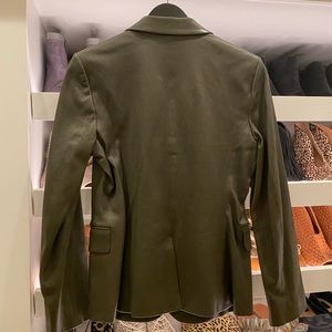 Theory army green leather blazer worn once